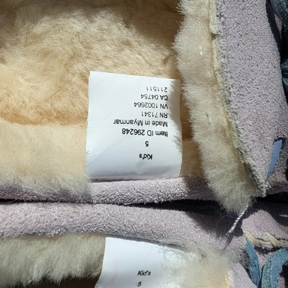 LL Bean Lavender Suede Slippers with Cream Lining